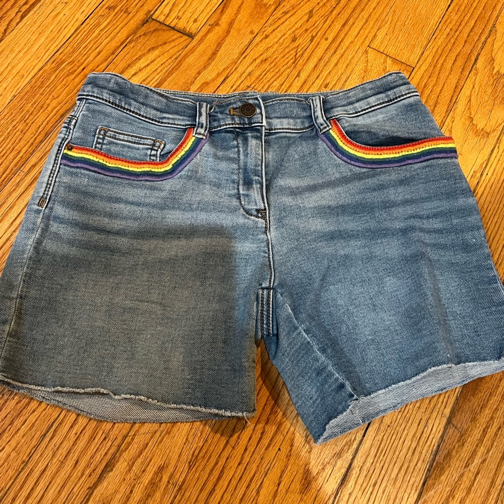 J.Crew CrewCuts Girls Rainbow Denim Shorts sz 14